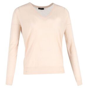 Joseph V Neck Sweater in Pink Wool